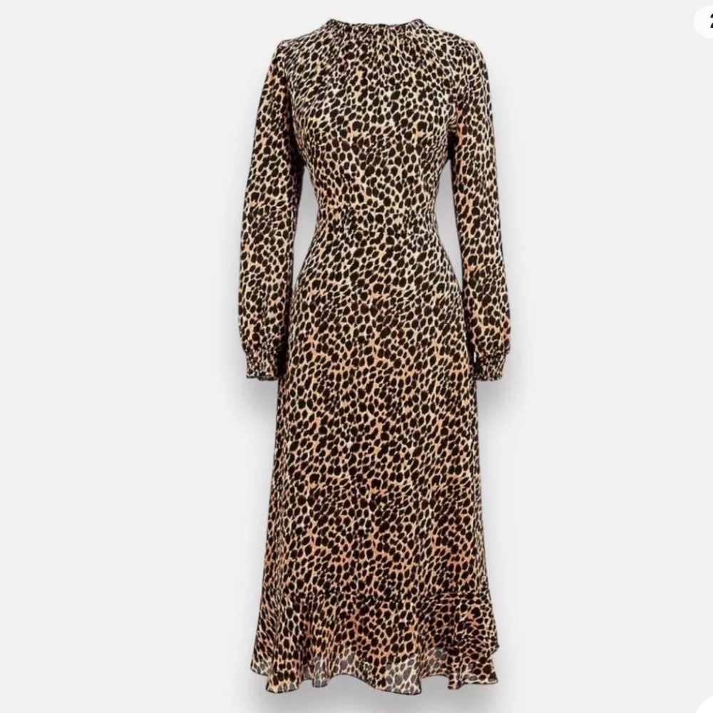 J. Crew Factory Ruffleneck Leopard Dress